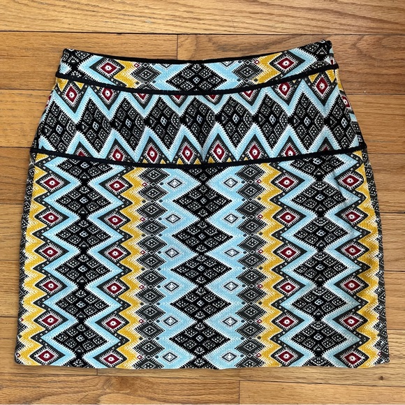 LOFT Aztec Geometric Multicolor Print Mini Skirt - Picture 1 of 5